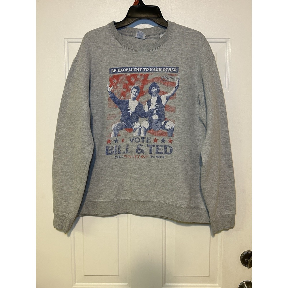 Port‎ & Company Sweatshirt Bill & Ted Funny Graphics Size L Gray Trending & Rare
